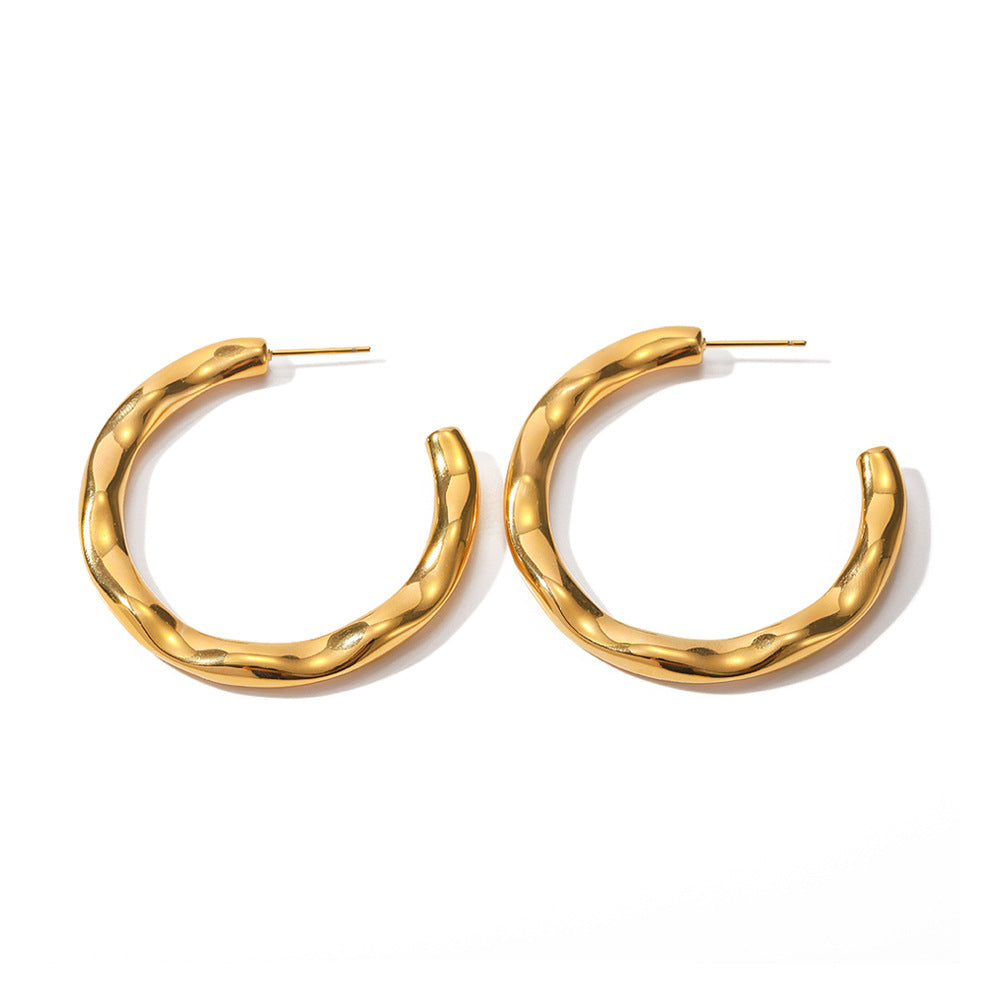 18K Gold Plated Molten Hoop Earrings