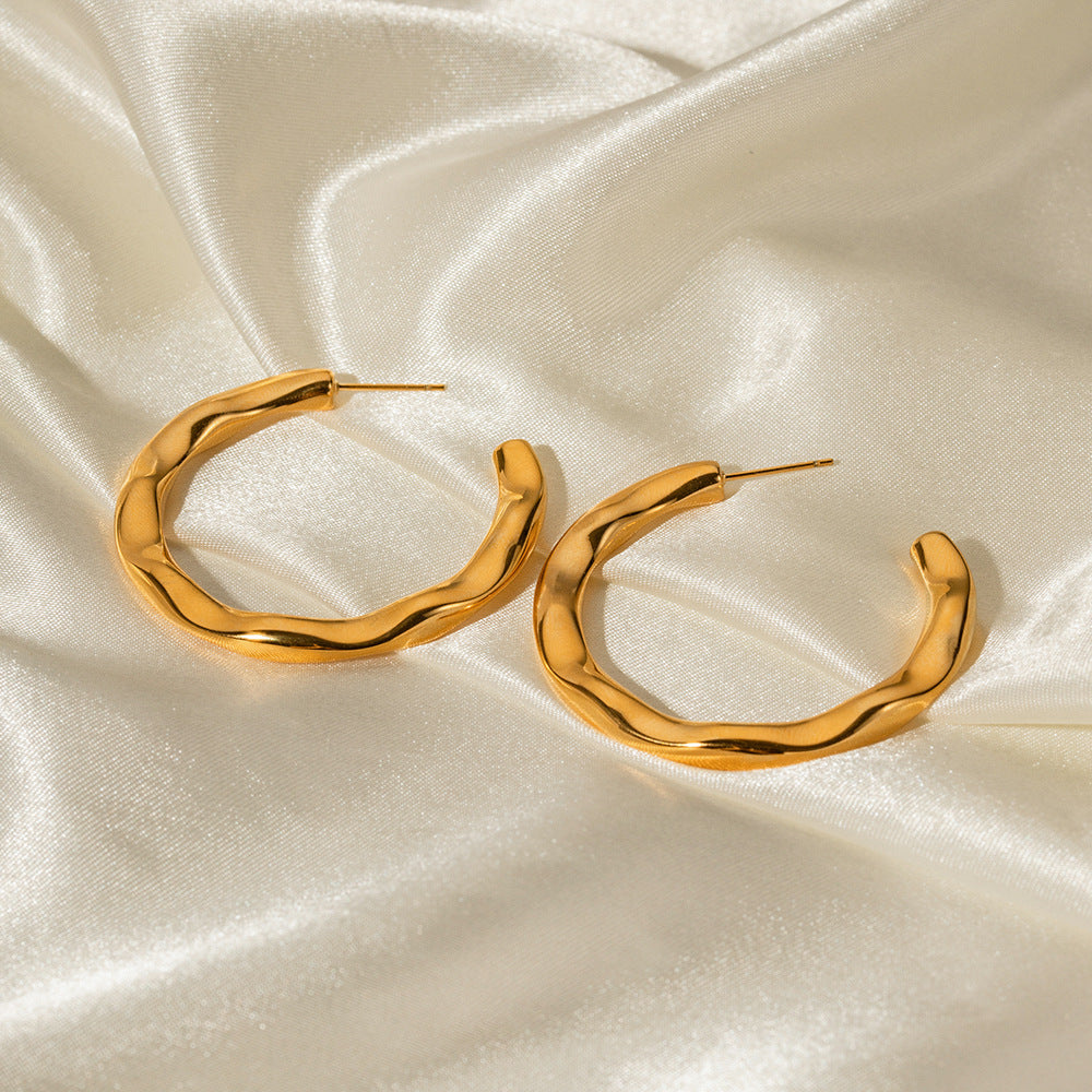 18K Gold Plated Molten Hoop Earrings